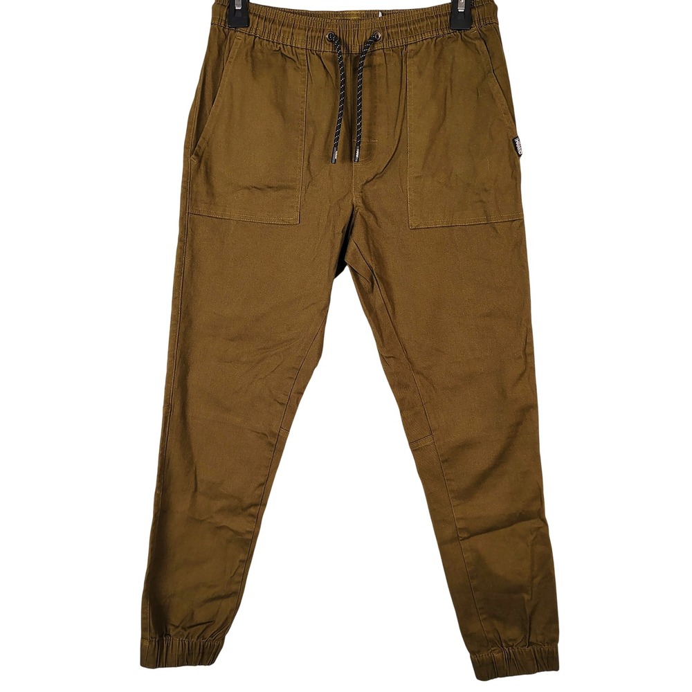 Tony Hawk Mens Small Brown Stretch Twill Jogger Pants Drawstring streetware skat